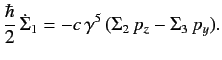 $\displaystyle \frac{\hbar}{2}\,\dot{\Sigma}_1 = -c\,\gamma^5\,(\Sigma_2\,p_z-\Sigma_3\,p_y).$