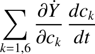 $\displaystyle \sum_{k=1,6}\frac{\partial \dot{Y}}{\partial c_k} \,\frac{dc_k}{dt}$