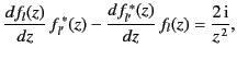 $\displaystyle \frac{d f_l(z)}{dz}\, f_{l'}^{\,\ast}(z)- \frac{d f_{l'}^{\,\ast}(z)}{dz}\, f_{l}(z) = \frac{2\,{\rm i}}{z^{\,2}},$