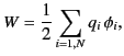 $\displaystyle W = \frac{1}{2} \sum_{i=1,N} q_i \,\phi_i,$
