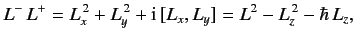 $\displaystyle L^-\, L^+ = L_x^{\,2} + L_y^{\,2} + {\rm i}\,[L_x, L_y] = L^2 - L_z^{\,2} - \hbar \,L_z,$