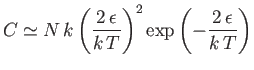 $\displaystyle C\simeq N k \left(\frac{2 \epsilon}{k T}\right)^2\exp\left(-\frac{2 \epsilon}{k T}\right)
$