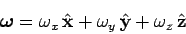 \begin{displaymath}
\mbox{\boldmath$\omega$}= \omega_x \hat{\bf x} + \omega_y \hat{\bf y} + \omega_z \hat{\bf z}
\end{displaymath}