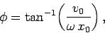 \begin{displaymath}
\phi =\tan^{-1}\!\left(\frac{v_0}{\omega x_0}\right),
\end{displaymath}