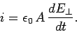 \begin{displaymath}
i =\epsilon_0\,A\, \frac{d E_\perp}{dt}.
\end{displaymath}