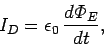\begin{displaymath}
I_D = \epsilon_0\,\frac{d{\mit\Phi}_E}{d t},
\end{displaymath}