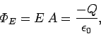 \begin{displaymath}
{\mit\Phi}_E = E\,A = \frac{-Q}{\epsilon_0},
\end{displaymath}