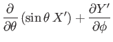 $\displaystyle \frac{\partial}{\partial\theta}\,(\sin\theta\,X') +\frac{\partial Y'}{\partial\phi}$