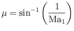 $\displaystyle \mu = \sin^{-1}\left(\frac{1}{{\rm Ma}_1}\right)$
