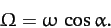 \begin{displaymath}
{\mit\Omega} = \omega\,\cos\alpha.
\end{displaymath}