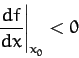 \begin{displaymath}
\left.\frac{df}{dx}\right\vert _{x_0} <0
\end{displaymath}