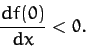 \begin{displaymath}
\frac{d f(0)}{dx} < 0.
\end{displaymath}