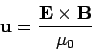 \begin{displaymath}
{\bf u} = \frac{{\bf E}\times{\bf B}}{\mu_0}
\end{displaymath}