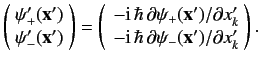 $\displaystyle \left(\! \begin{array}{c} \psi_+'({\bf x}')\\ \psi_-' ({\bf x}') ...
... -{\rm i}\,\hbar \,\partial \psi_-({\bf x}')/\partial x_k'\end{array}\!\right).$