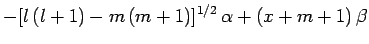 $\displaystyle -[l (l+1)-m (m+1)]^{1/2} \alpha +(x+m+1) \beta$