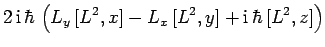 $\displaystyle 2 {\rm i} \hbar \left(L_y [L^2,x] - L_x [L^2,y] + {\rm i} \hbar [L^2,z]\right)$