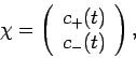 \begin{displaymath}
\chi = \left(\begin{array}{c}c_+(t)\ c_-(t)\end{array}\right),
\end{displaymath}