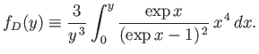 $\displaystyle f_D(y) \equiv \frac{3}{y^{ 3}}\int_0^y \frac{\exp x} {(\exp x -1)^{ 2}} x^{ 4} dx.$