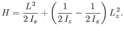 $\displaystyle H = \frac{L^{ 2}}{2 I_x}+\left(\frac{1}{2 I_z}-\frac{1}{2 I_x}\right)L_z^{ 2}.$