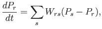 $\displaystyle \frac{dP_r}{dt} = \sum_{s} W_{rs}(P_s -P_r),$